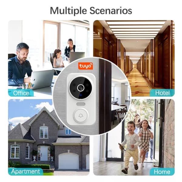 Tuya Hem Säkerhet Trådlös Dörrklocka Video Smart WiFi Dörrklocka med Kamera Intercom Trådlös Dörrklocka