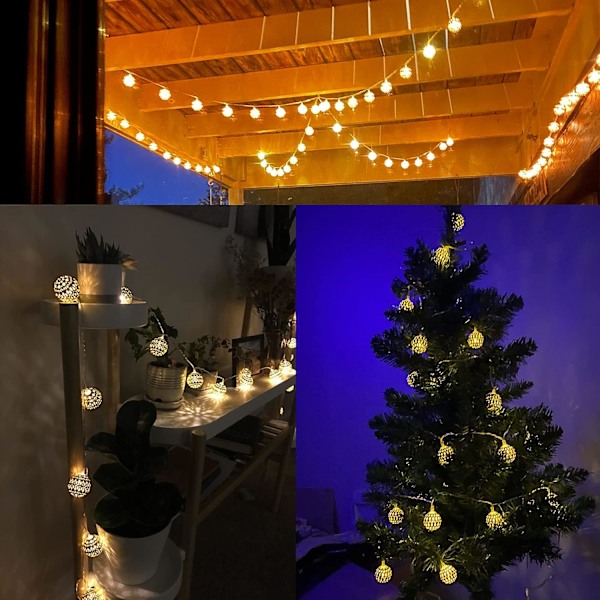 Lyslenke med 20 Gull LED-Kulelys, 3 meter Varmt Hvit Feelysslenke Batteridrevet Lyslenke Innendørs for Bryllup, Hage