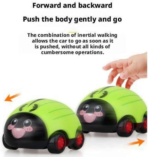 Ladybug-Shaped Pull-Back Car, Friction-Powered Educational Toy, Battery-Free, Interactive Parent-Child Fun, Yellow 1 pc