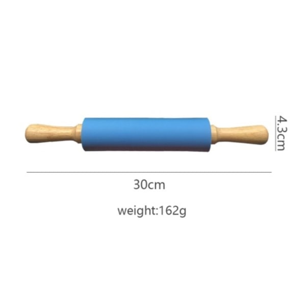 Non-stick silikon bakevarematte med trehåndtak - 30 cm Blå