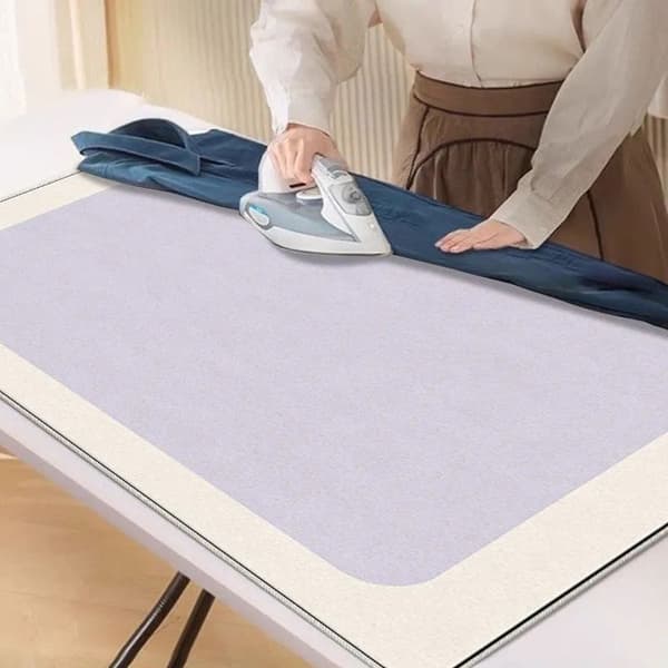 Table Ironing Mat, Ironing Mat with Ironing Glove, Ironing Pad for Table, Purple, 80 x 50 cm