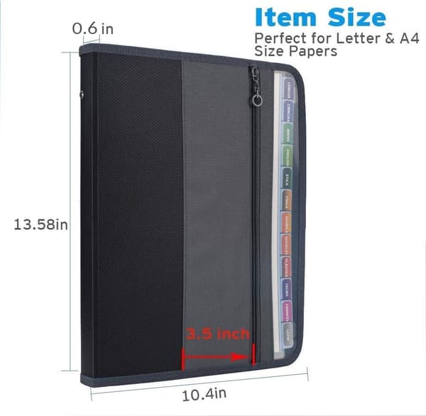 Accordion Folder with Security Zipper, Expandable Folder with 13 Pockets and Front Pen Pocket, Receipt Collector