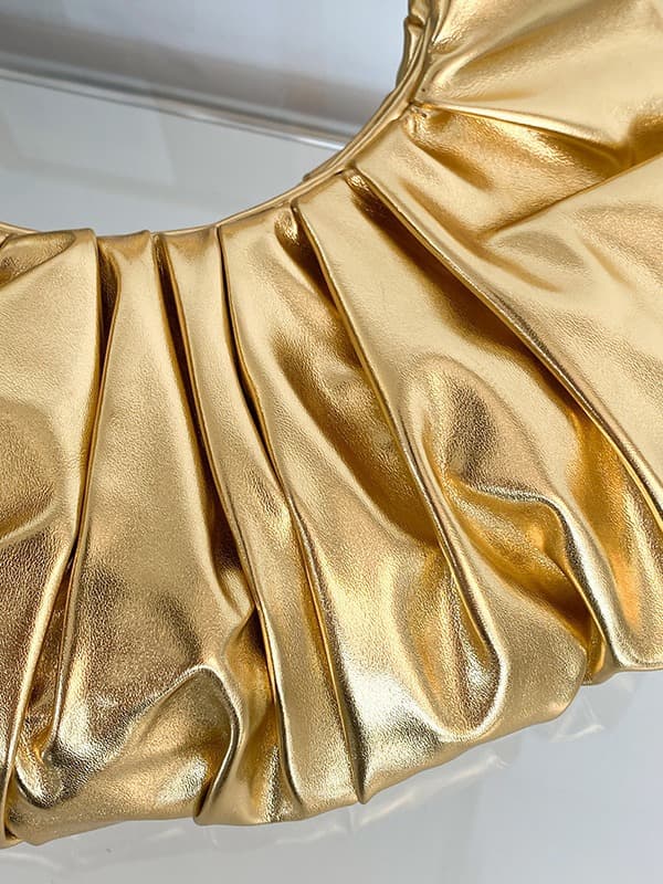 Metallic plisserad damväska PU-läder aftonväska