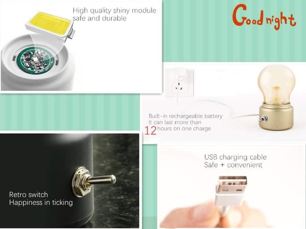 1 stk LED-nattlampe Gull Gold