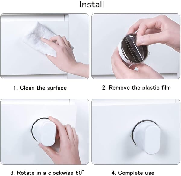 Suction Cup Door Handle for Bathroom, Super Suction Vacuum Handle with Stronger Suction Power, Vacuum Locking Ring Ensures Secure Fixation on Smooth Surfaces