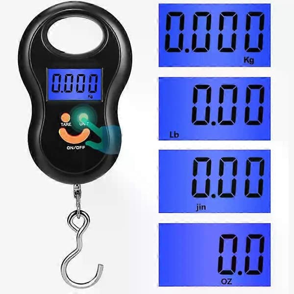 Portable 50kg 10g Hanging Scale Digital Scale Backlight Electronic Fish Weights Pocket Scale Luggage Scale Black