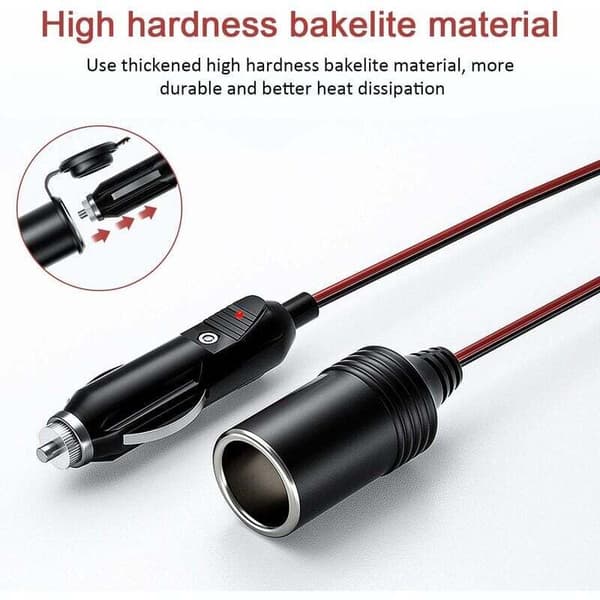 4.0M Waterproof Cigarette Lighter Socket Extension Cable with 15A Fuse, 12V/24V Cigarette Lighter Adapter Chas17AWG Extension Cable