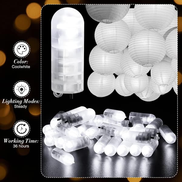 30-pak varmhvide LED-ballonlys, batteridrevne minilys til fester [JUN] Cool White Light Cool White Light