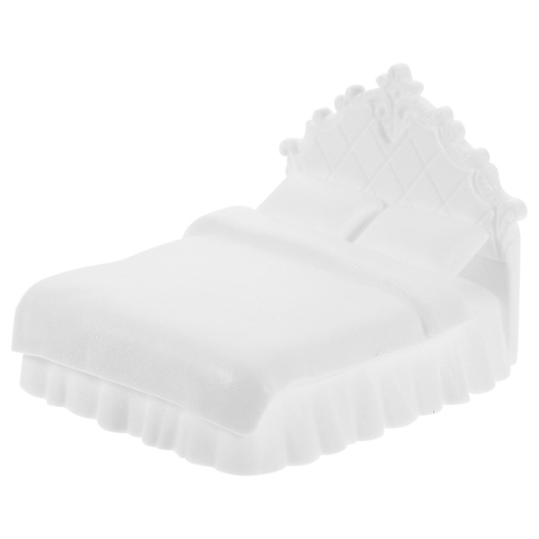 Dukkhus Dubbelbädd Miniatyr Dubbelbädd Mini Sovrums Möbel Dukkhus Miniatyr Säng Vit 19.8X White1 9.8X8X6.7CM