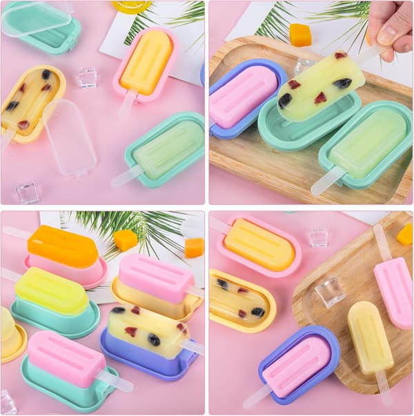 12 Isforme Silikone Popsicle Forme Cakesicles Silikoneform med Silikonelåg og 12 Popsicle Pinde til DIY Dessert og Popsicles