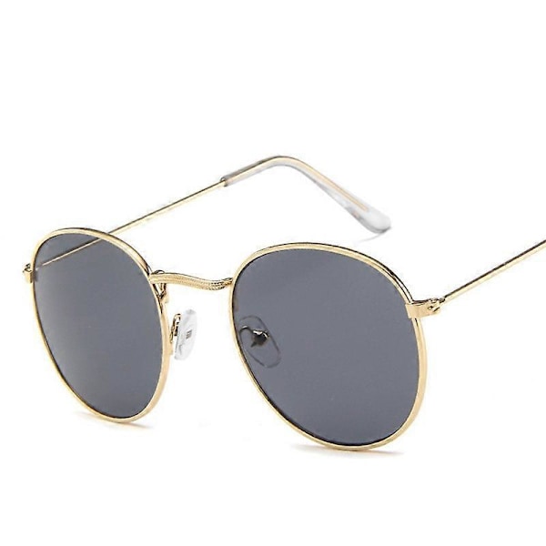 Kultainen metallikehys aurinkolasit naisille peili pyöreät aurinkolasit pinnoite heijastavat retro aurinkolasit merkki suunnittelija trendikkäät lasit kulta harmaa multi multi Gold Gray