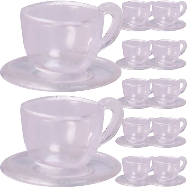 12 Set Miniatyr Teekoppar Och Fat Dollhouse Mini Teset Mikroscen Leksaker Transparent 1.5x0.9cm Transparent 1.5x0.9cm