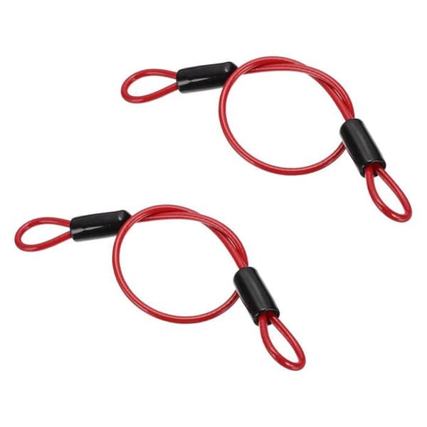 Security Cable - 2 pcs - Stainless Steel and Vinyl - Double Loop - For Suitcase and Bicycle - Red 50 cm