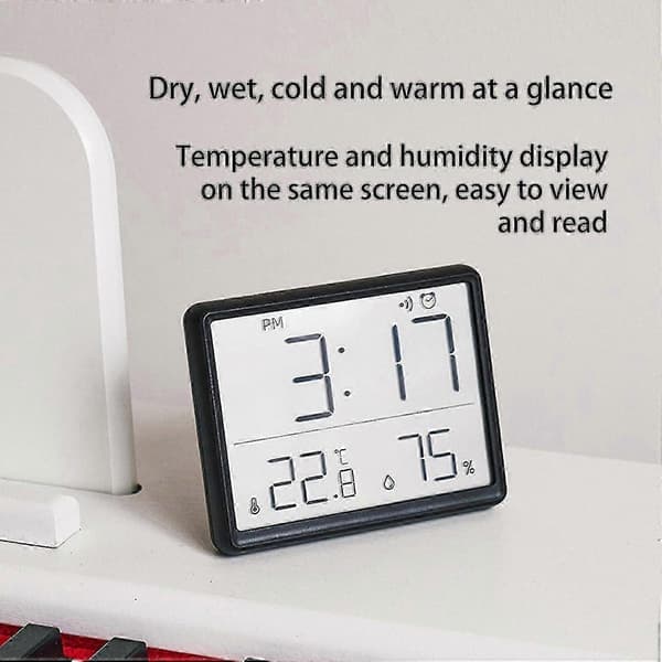 Slim LCD Electronic Digital Clock can be hung on the wall Back with magnetic suction can be H