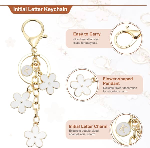 Nyckelring med initialbokstav, vit color_name White