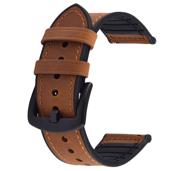 22mm Armbånd, Læder og Silikone Smartwatch Armbånd Comp