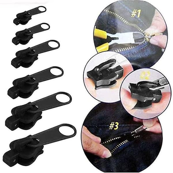 6-pack Fixed Zipper Repairers - Zipper Repair, Instant Zipper Kit - Removable Rescue Replacement Bag