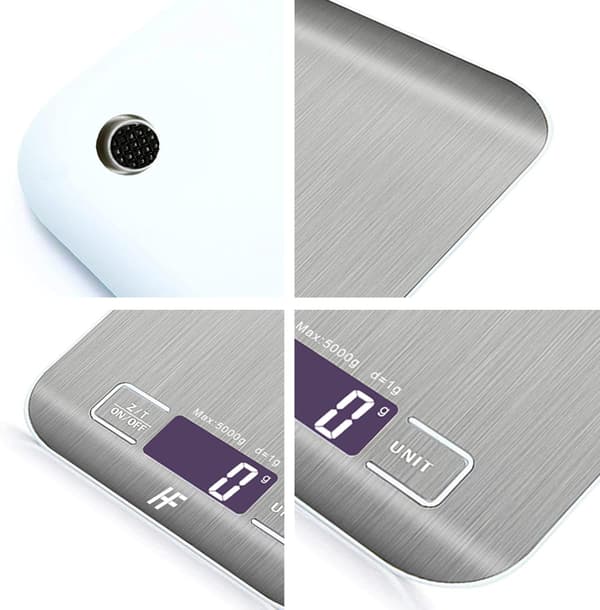 5 kg/1 g Digital Køkkenvægt - Platform i rustfrit stål, baggrundsbelyst LCD-display til hjem og kontor