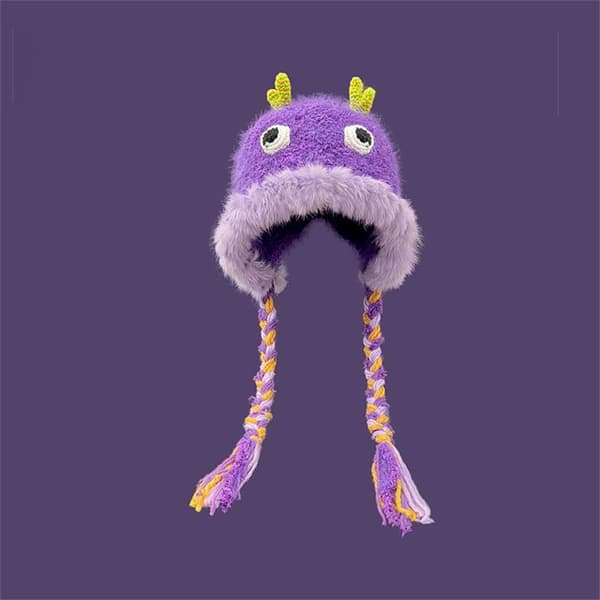 Lilla, tegneserie lille monster kvinders pelshat, efterår og vinter