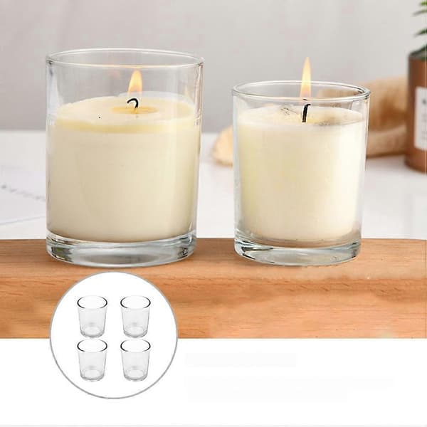 Transparent glass candle cup for decoration with 4-piece candle holder set