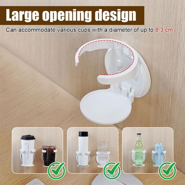 2-pack Wall Mounted Drink Holder - Self-Adhesive Foldable Cup Holder for Car, Truck, Boat, and Home Office, Space-Saving Organizer