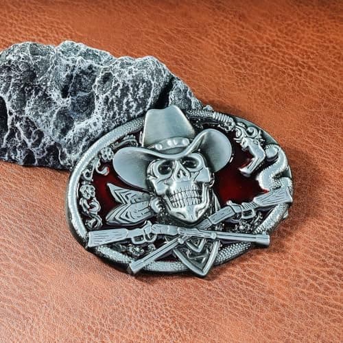 2 stk. Ghost Skeleton Skull Bæltespænde til Mænd Amerikansk Native Western Cowboy Bæltespænde