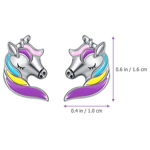 1 Par Enhjørning Øreringe Stud Øreringe Tegneserie Øreringe Fødselsdagsgave Til Piger Børn 1.6x1CM 1.6x1CM