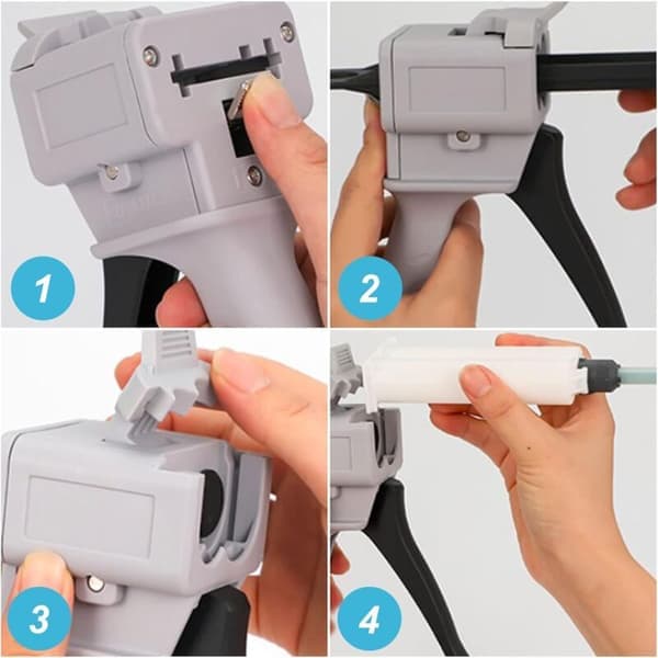 Epoxy Dispensing Gun 50ml, AB Epoxy Adhesive Dispensing Handle for Bonding, Mixing Ratios 1:1 and 2:1 (Gun)