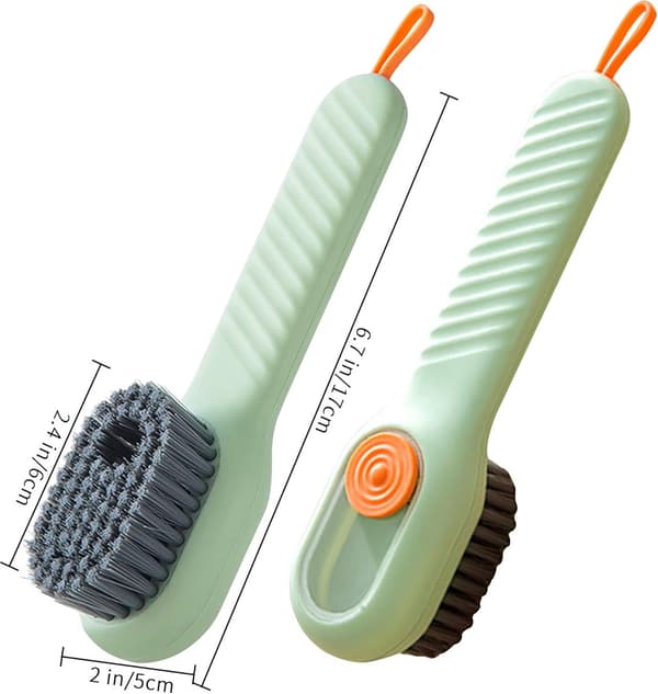 2x Scrub Brush with Soap Dispenser - Multifunctional Cleaning Brush for Shoes Clothes Kitchen - Compact Lightweight