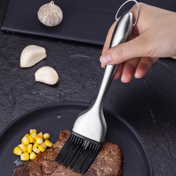 Silicone Sauce Basting Brush, Premium Stainless Steel Handles, Pastry & Barbecue Grilling, Dishwasher Safe & Heat Resistant,