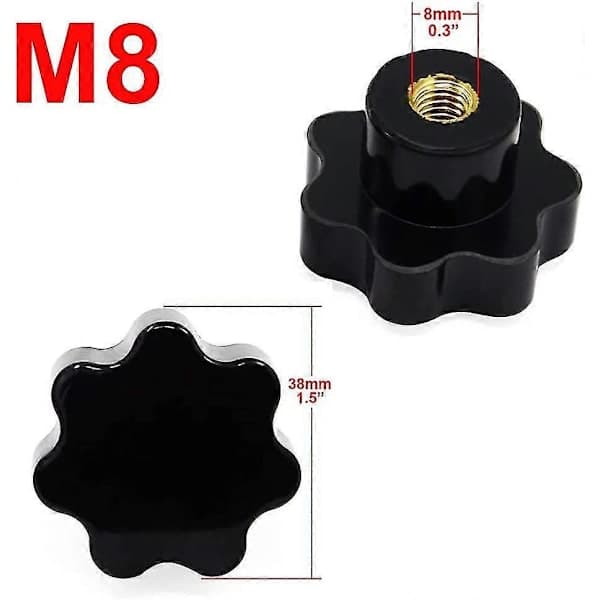 14 Pieces M8 Knurled Thread Clamping Knob, Star Handle, Star Shaped Hand Knobs Black Plastic Clamping Knob With Washers - In Stock