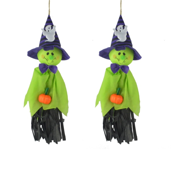 Halloween-dekorasjoner - Spøkelser, hekser og gresskardukkeanheng - Spøkelsesanheng for Halloween-scener - Rekvisitter for hjemsøkt hus 1 stk (grønn）