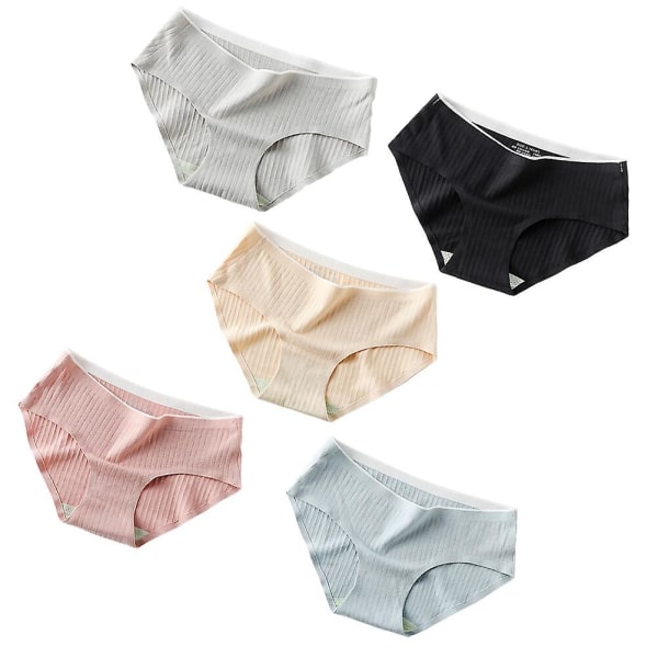 5 kpl Naisten Saumattomat Alushousut Keski-vyötärö Hengittävä Alusvaatteet Ohut Alushousut Sekalaiset Värit L Assorted Color L