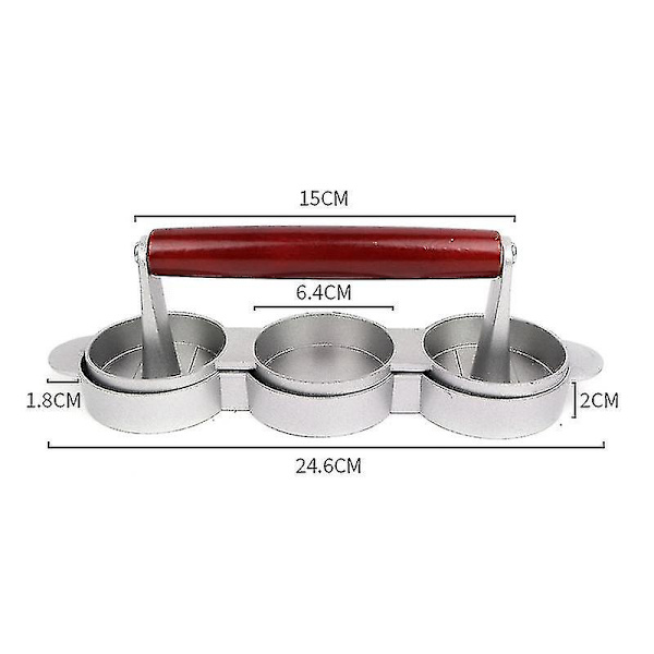 Mini Hamburgerpresser, Non-Stick, 3 Sporer, Små Burgerkaker