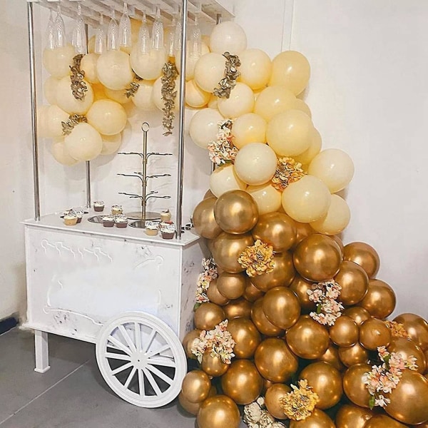 200 stk Gull Metallic Chrome Latex Ballonger, 5 tommer Runde Helium Ballonger Kompatibel Med Bryllup Graduation Anni