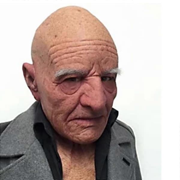 Maske for skallet gammel mann til Halloween, simulert gammel bestefar latex hodeplagg