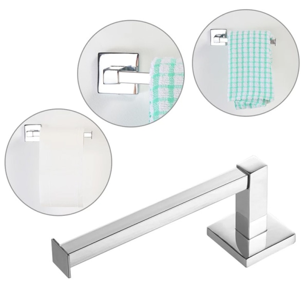 Krom toalettpappershållare Väggfäste Square Silver 304 Rostfritt stål Toalettpappersrullehållare för badrum Rostskyddad