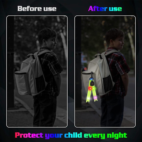 Blå och grön 2-pack LED-blinkande ljus för skolväska Reflektorer med färgglada ljus USB-uppladdningsbar reflektor för jogging vandring löpning