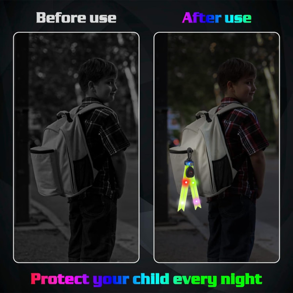 sininen ja vihreä 2 kpl LED-vilkkuvaloja koululaukun heijastimiin värikkäällä valolla USB ladattava heijastin lenkkeilyyn vaellus Juoksu