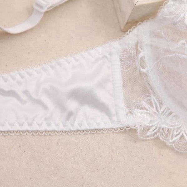 Naisten Pitsi Alusvaatesetti Seksikäs Läpinäkyvä Solmu Push Up Rintaliivi Bralette Ja Alushousut 95d (valkoinen)Valkoinen White