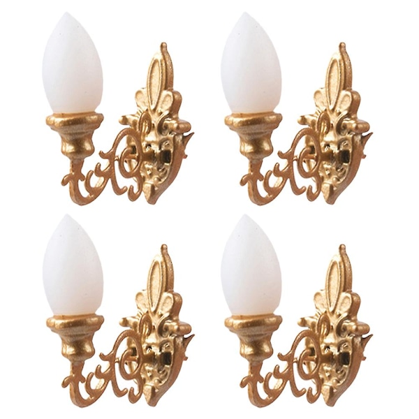 4 stk Simulerte Vegglamper Mini Lysende Vegglampe Sandbord DIY Materialer Gull 1,7X2CM Golden 1.7X2CM