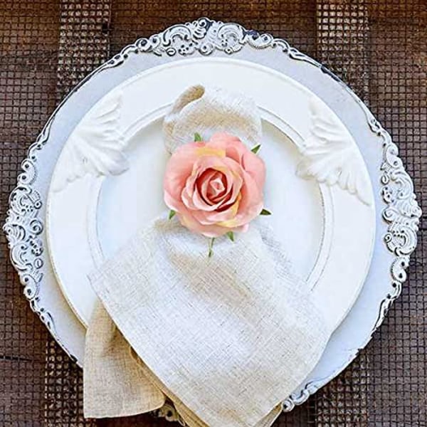 Håndlavede Champagne Rose 6PCS Servietringe til Hjem, Køkken, Spisestue, Middage, Frokoster, Picnic, Bryllupper, Buffet