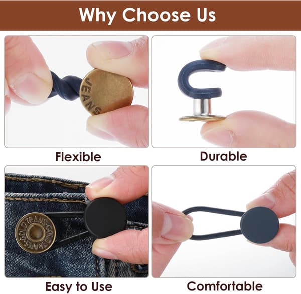 Buttonhole Extender - 12 Pieces - Trouser Extender - 15-17 MM - Silicone - Jeans Trouser Extender - Button Extender - Trouser Buttonhole Extender ...