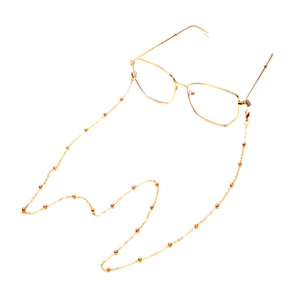 Glasögonkedja, glasögonrem för kvinnor Solglasögon - Guldglasögonkedja, glasögonhållare runt halsen（3st）