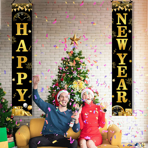2025 Onnellinen Uusivuosi Koristeet 2025 HAPPY NEW YEAR Ovikoristeet 2025 Uudenvuoden Eve Party Koristeet Uusivuosi