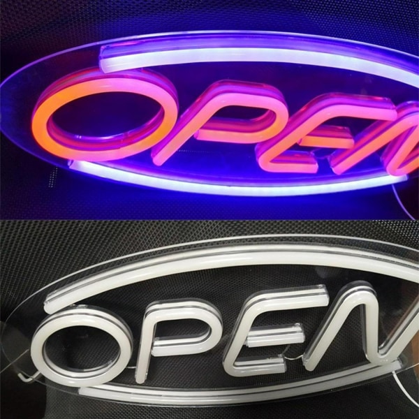 LED avoimet kyltit yritysikkunaan | Suuri neon avoin kyltti Look | Kirkas LED-valo | Yrityskyltti näkyy yli