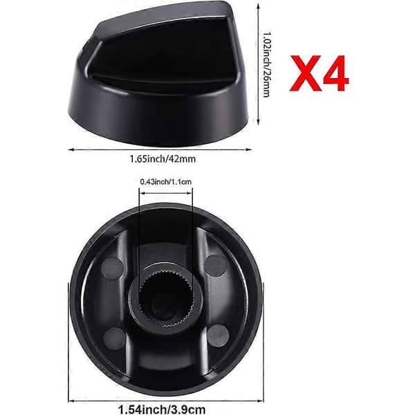 DB Generic Design Stove/Oven Control Knob Pack Universal Control Knobs with 12 Adapters (Black)