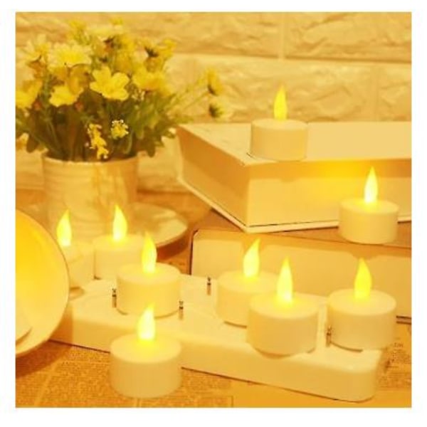 Lades opp LED-telys, flammefrie flimrende telys, dekorasjoner for jul, fester, arrangementer, bryllup, sett med (varmt lys)