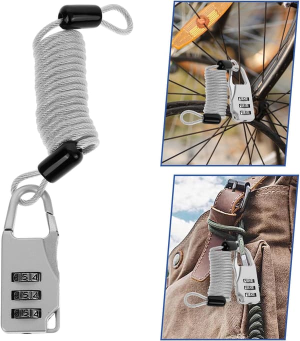 Anti-theft Cable Lock for Luggage, Backpacks and Travel Gear, Combination Lock Function, Secure