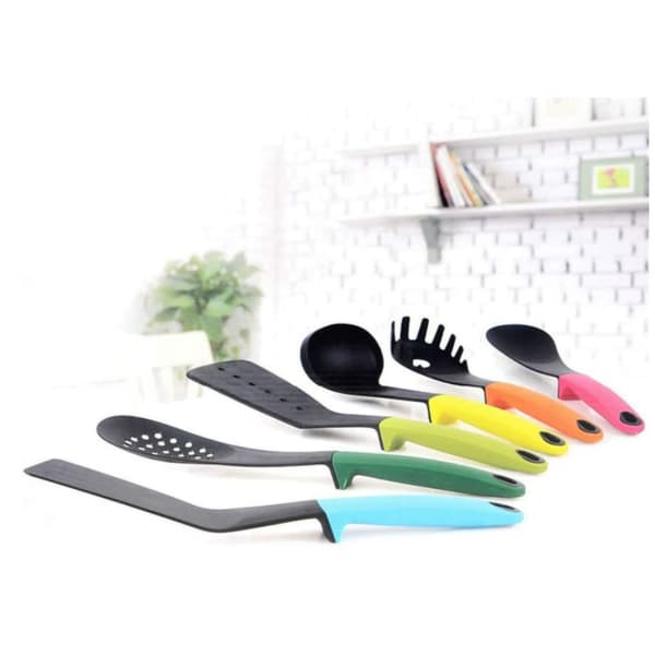 Kitchen Utensils & Gadgets Carousel 7-piece Utensil Set with Rotating Stand, Ergonomic Silicone Handles